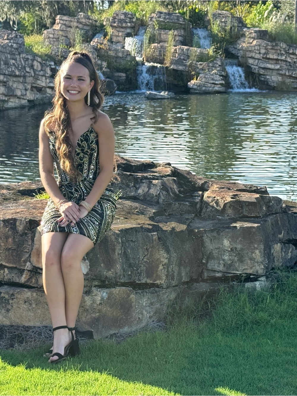 Ashleylauren Black and Gold Sequin Mini Dress - Picture 5 of 7